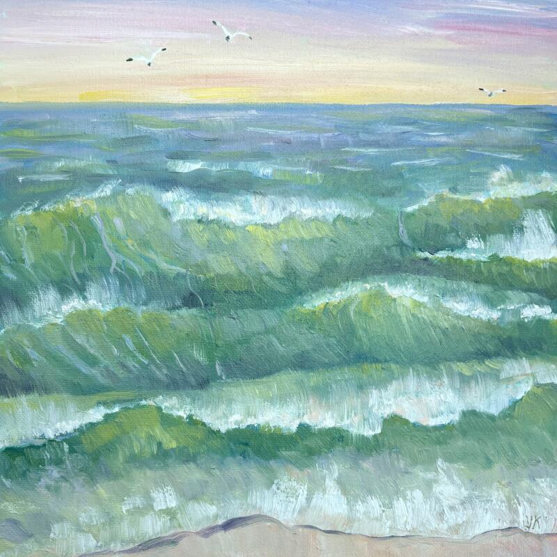 Painting L'océan by Kochevykh Yulia | Painting Raw art Landscapes Marine Nature Oil