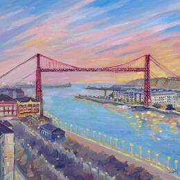 Painting Le Pont Suspendu de Biscaye by Kochevykh Yulia | Painting