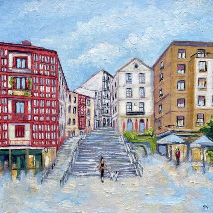 Painting Promenade avec le chien by Kochevykh Yulia | Painting Impressionism Oil Architecture, Landscapes, Urban