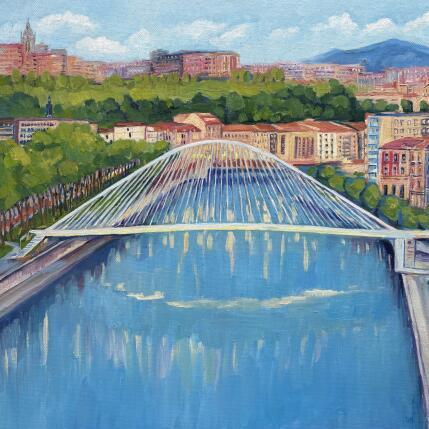 Painting  Ria du Nervion  by Kochevykh Yulia | Painting Figurative Oil Architecture, Landscapes, Urban