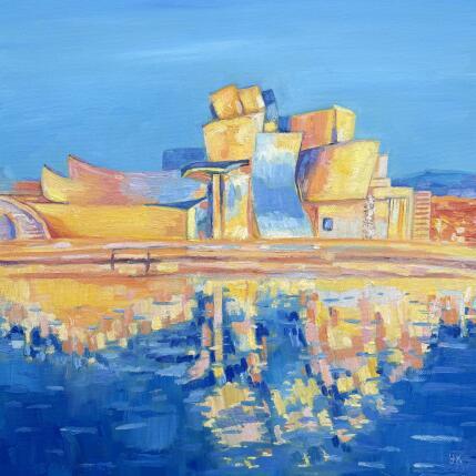 Painting Le Musée Guggenheim la nuit by Kochevykh Yulia | Painting Figurative Oil Architecture, Landscapes, Urban