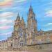 Painting Saint-Jacques-de-Compostelle by Kochevykh Yulia | Painting Figurative Landscapes Urban Architecture Oil