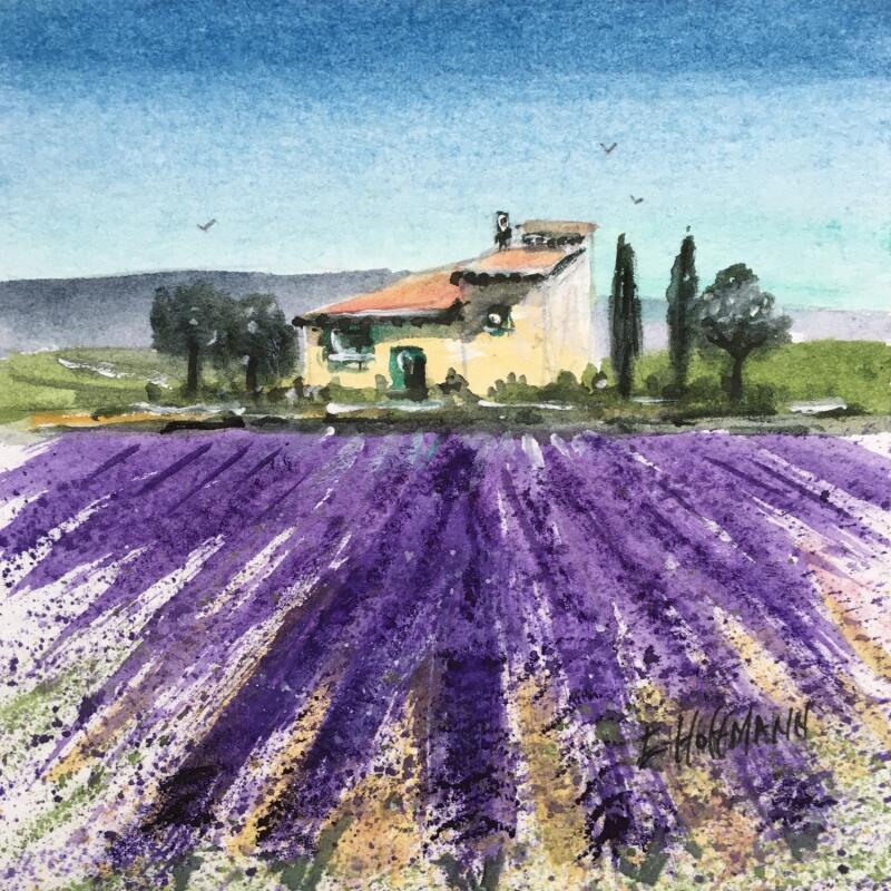 Peinture Lavande provençale  par Hoffmann Elisabeth | Tableau Figuratif Urbain Aquarelle