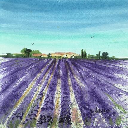 Painting Lavande a perte de vue  by Hoffmann Elisabeth | Painting Figurative Watercolor Urban