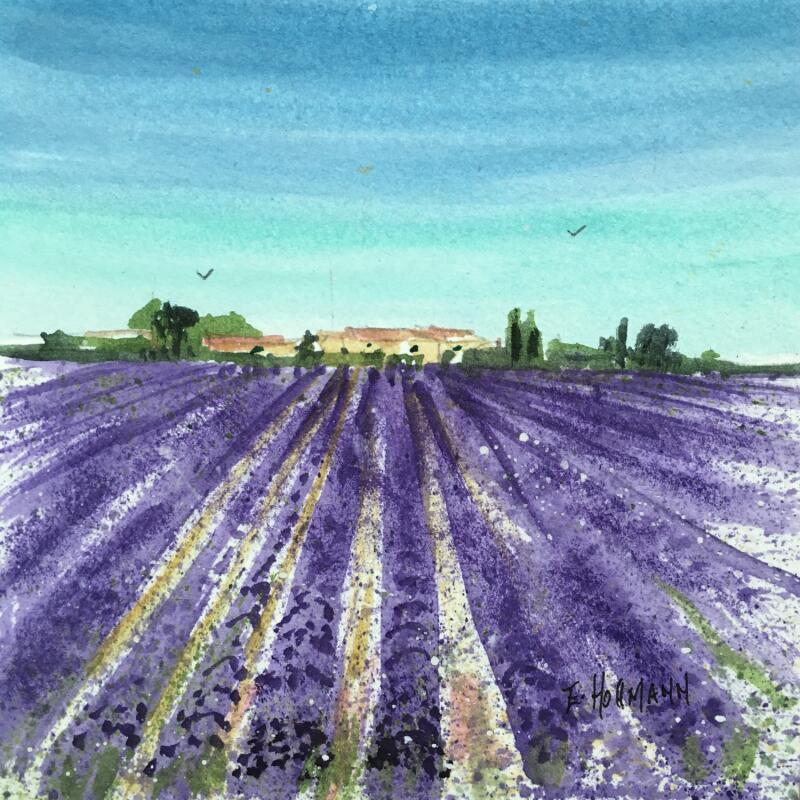 Painting Lavande a perte de vue  by Hoffmann Elisabeth | Painting Figurative Urban Watercolor