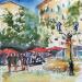Painting Toulon, la fontaine  by Hoffmann Elisabeth | Painting Figurative Urban Watercolor