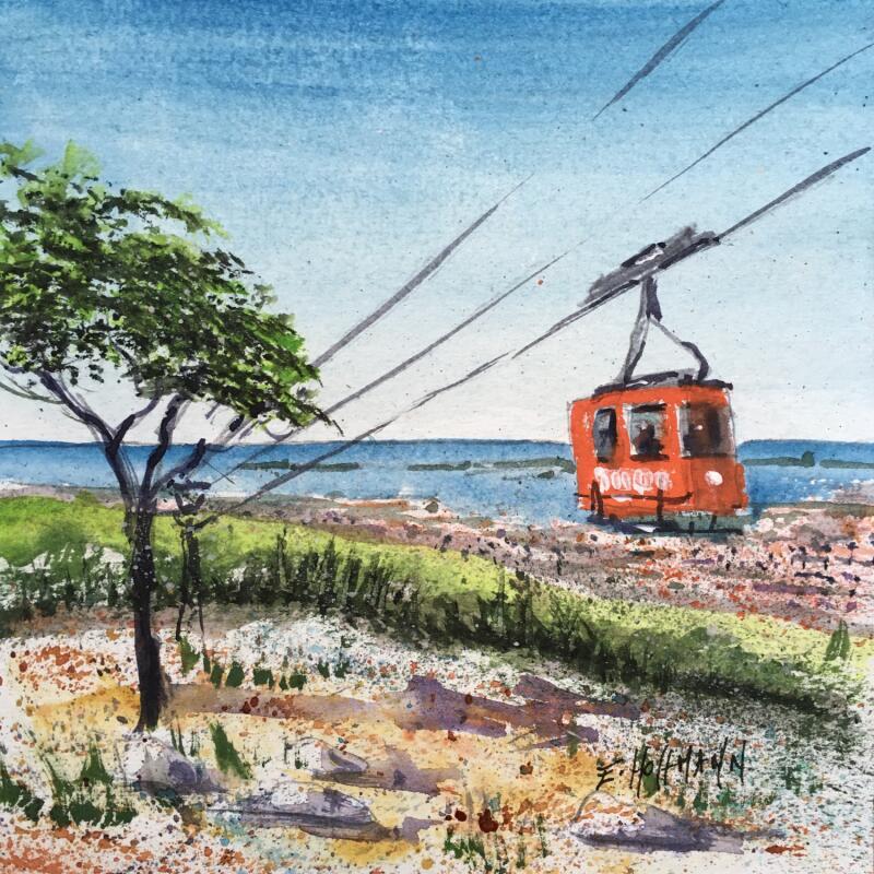 Painting Ascension du Faron  by Hoffmann Elisabeth | Painting Figurative Urban Watercolor