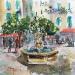 Painting La fontaine  by Hoffmann Elisabeth | Painting Figurative Urban Watercolor