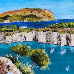 Peinture Vue sur le Cap Canaille. par Rey Ewa | Tableau Figuratif Acrylique Paysages