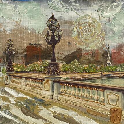 Peinture Promenade sur les quais  par Romanelli Karine | Tableau Figuratif Acrylique, Collage Scènes de vie, Urbain