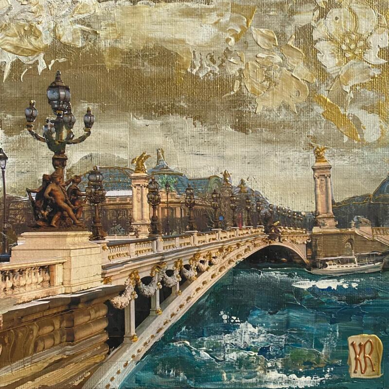 Gemälde Paris magique  von Romanelli Karine | Gemälde Figurativ Urban Acryl Collage