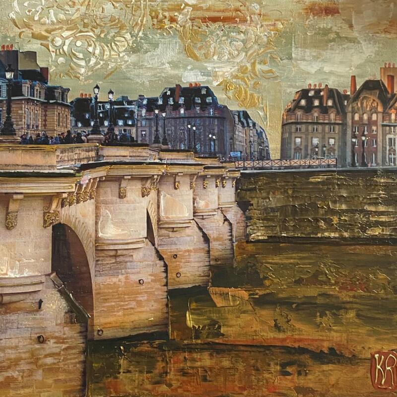 Peinture Pont Neuf  par Romanelli Karine | Tableau Figuratif Paysages Urbain Acrylique Collage
