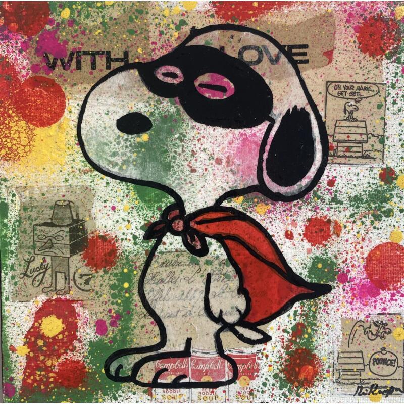 Peinture Super Hero par Kikayou | Tableau Pop-art Graffiti Acrylique Collage