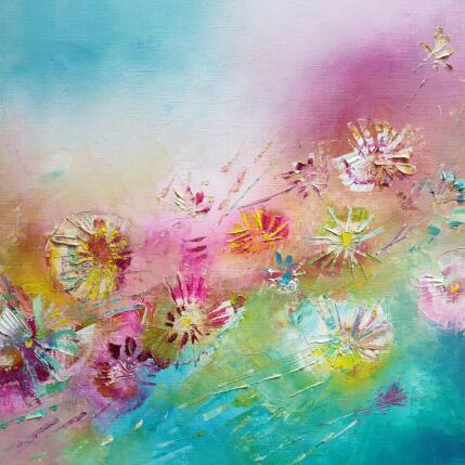 Peinture Vent rose et fleuri par Levesque Emmanuelle | Tableau  Huile