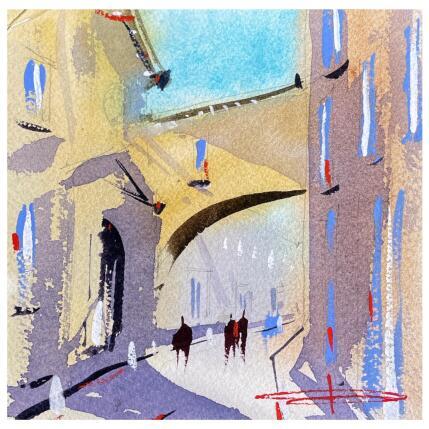 Painting Soleil et arche montpellierainne by Bailly Kévin  | Painting Figurative Ink, Watercolor Architecture, Urban