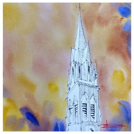 Gemälde Eglise Saint Anne von Bailly Kévin  | Gemälde Figurativ Aquarell, Tinte Architektur, Urban