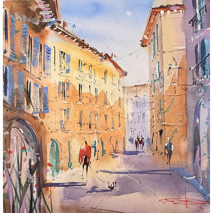Painting la rue de l'argenterie au matin by Bailly Kévin | Painting Figurative Ink, Watercolor Architecture, Urban