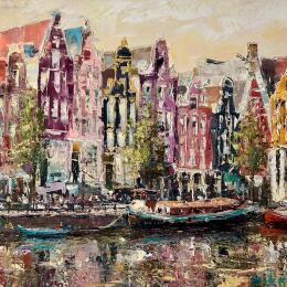 Painting Amsterdam - where memories float by Rodrigues Bené | Painting Figurative Acrylic Urban