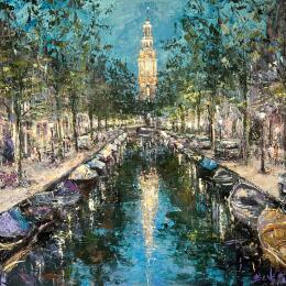 Gemälde a love letter to Zuiderkerk von Rodrigues Bené | Gemälde Figurativ Acryl Urban