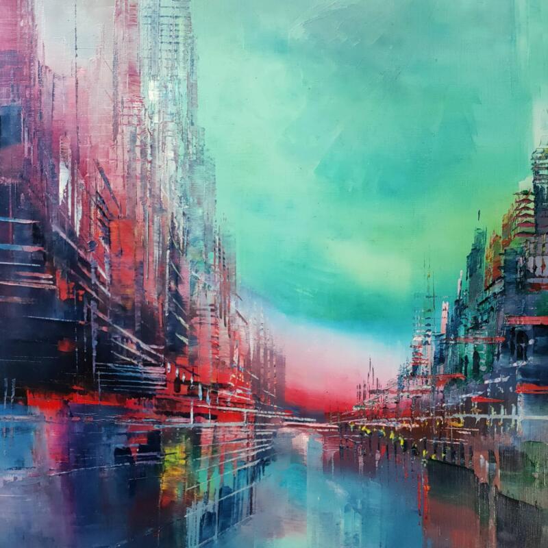 Painting Vert et indigo by Levesque Emmanuelle | Painting Oil