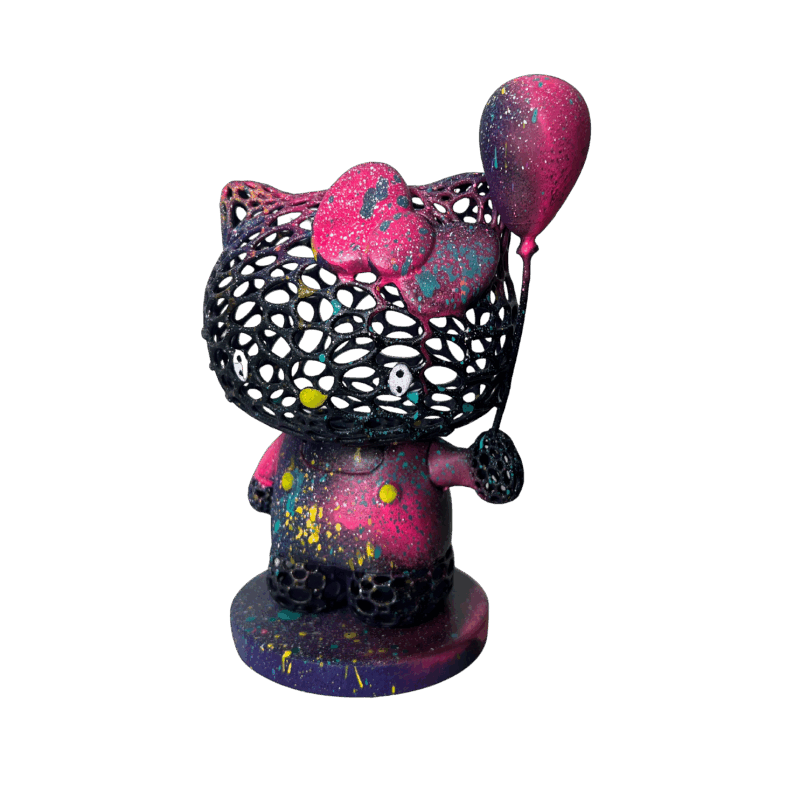 Skulptur HELLO KITTY NUIT von Shenoda | Skulptur Pop-Art Graffiti Harz
