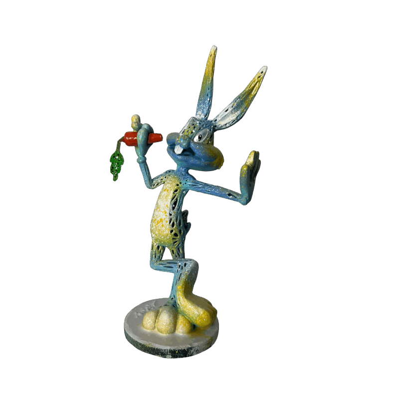 Escultura BUGS BUNNY CELESTE por Shenoda | Escultura Pop art Graffiti Resina