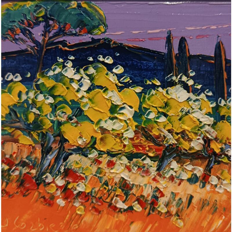 Painting Saison des mimosas by Corbière Liisa | Painting Figurative Landscapes Oil