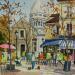 Peinture La Place du Tertre à Montmartre par Decoudun Jean charles | Tableau Figuratif Urbain Aquarelle