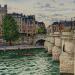 Peinture Le Pont Neuf par Decoudun Jean charles | Tableau Figuratif Urbain Aquarelle