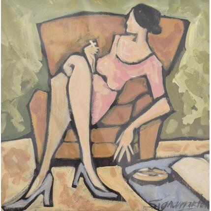 Peinture Pause entre deux chapitres par Signamarcheix Bernard | Tableau Art naïf Acrylique, Encre, Pastel