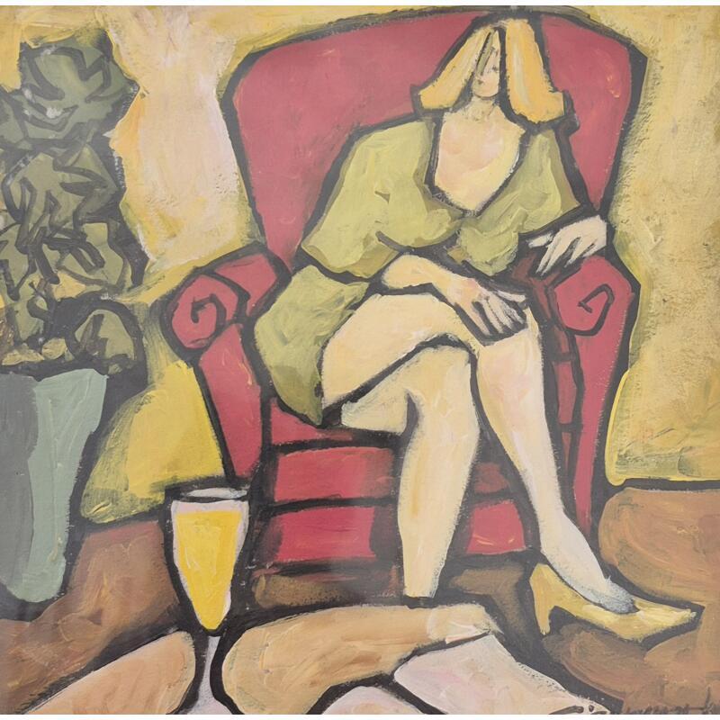 Peinture bulle par Signamarcheix Bernard | Tableau Art naïf Acrylique Encre Pastel