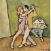 Peinture Tango coin de rue par Signamarcheix Bernard | Tableau Art naïf Acrylique Encre Pastel