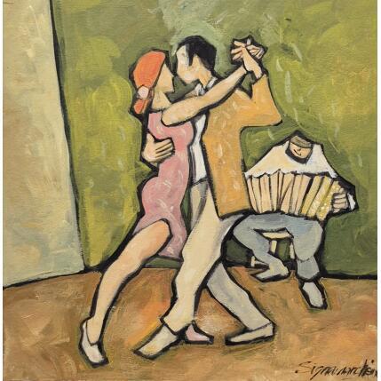 Peinture Tango coin de rue par Signamarcheix Bernard | Tableau Art naïf Acrylique, Encre, Pastel