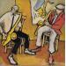Peinture Duo de Sax par Signamarcheix Bernard | Tableau Art naïf Acrylique Encre Pastel
