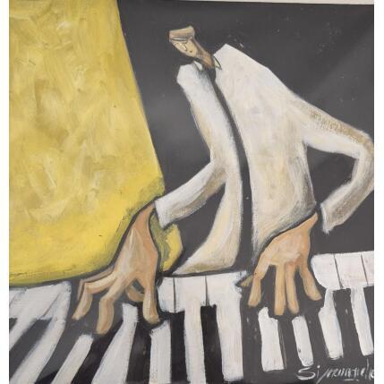 Peinture Le pianiste par Signamarcheix Bernard | Tableau Art naïf Acrylique, Encre, Pastel