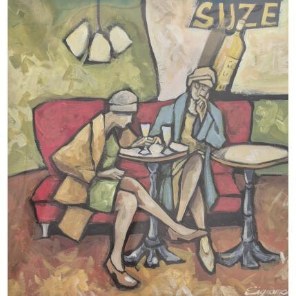 Peinture Le café Art Nouveau par Signamarcheix Bernard | Tableau Art naïf Acrylique, Encre, Pastel