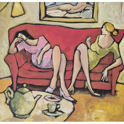 Peinture Confidences par Signamarcheix Bernard | Tableau Art naïf Acrylique, Encre, Pastel