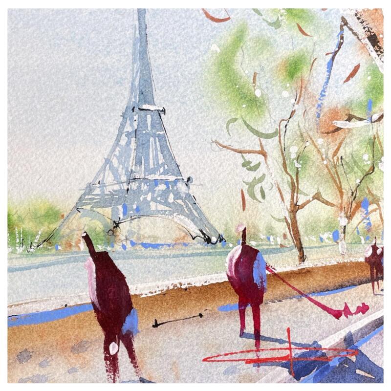 Gemälde Les badauds, Paris von Bailly Kévin  | Gemälde Figurativ Urban Architektur Aquarell Tinte