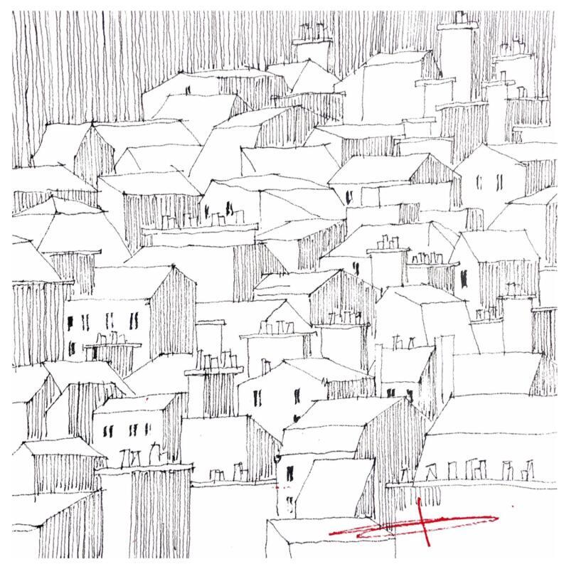 Gemälde Toits cubistes de Paris von Bailly Kévin  | Gemälde Figurativ Urban Architektur Aquarell Tinte