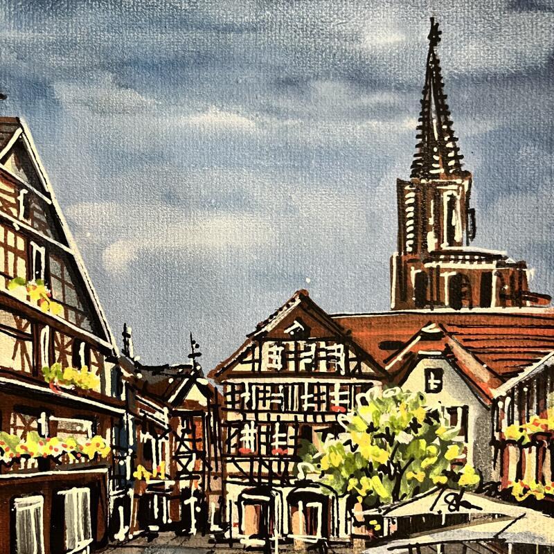 Pintura La place et la cathédrale de Strasbourg por Touras Sophie-Kim  | Pintura Realismo Naturalezas muertas Aceite Acrílico
