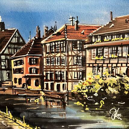 Pintura Promenade au bord de l'eau à Strasbourg por Touras Sophie-Kim  | Pintura Realismo Aceite Naturalezas muertas