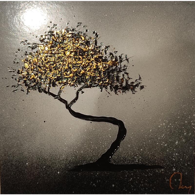 Peinture with the wind par Rey Julien | Tableau Figuratif Feuille d'or