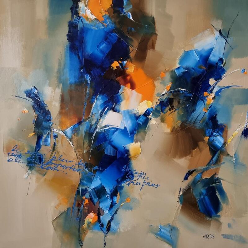 Painting  Blue evening sun by Virgis | Painting Abstract Minimalist Oil