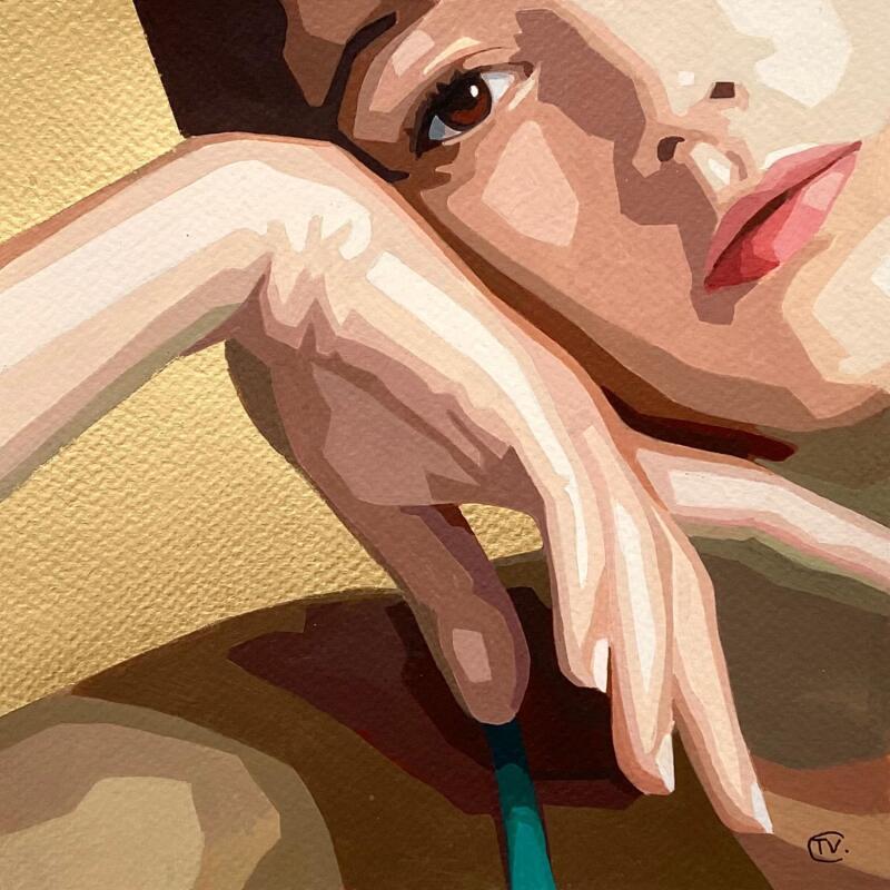 Peinture Une fille en or par Colin Véronique | Tableau Figuratif Portraits Société Scènes de vie Acrylique