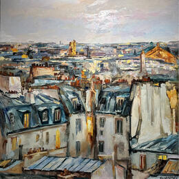 Peinture Les toits de Paris par Novokhatska Olga | Tableau Figuratif Acrylique, Huile Urbain