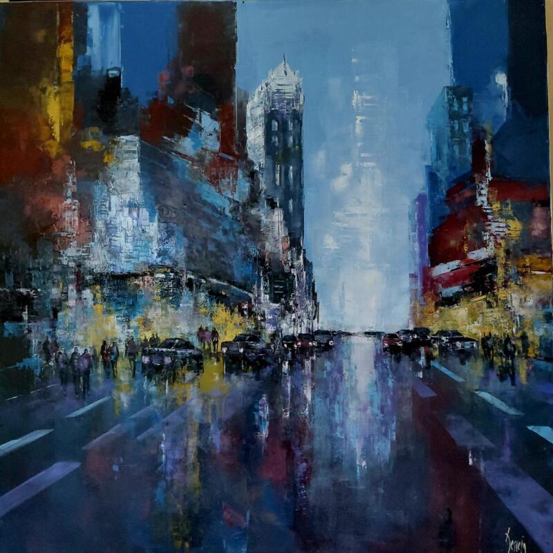 Painting Manhattan by Dessein Pierre | Painting Figurative Urban Oil