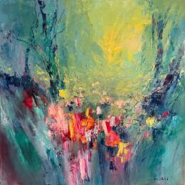 Painting Green Dream by Petras Ivica | Painting Impressionism Oil Landscapes