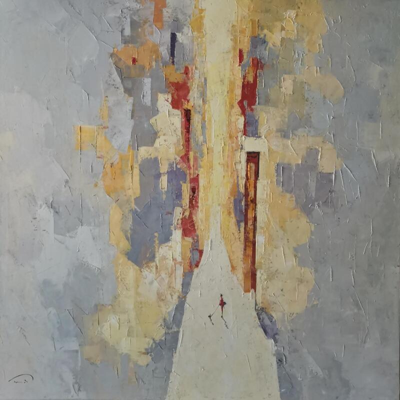 Peinture Je pense à toi par Tomàs | Tableau Impressionnisme Société Urbain Scènes de vie Huile