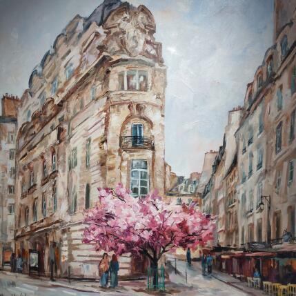 Painting Immeubles parisiens by Novokhatska Olga | Painting Figurative Acrylic, Oil Urban