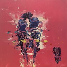 Painting Bisous by Raffin Christian | Painting Figurative Oil Life style